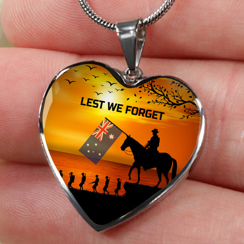 Australia Necklace Heart Lest We Forget Anzac Day Horse Brigade Australia Necklace Heart Lest We Forget Anzac Day Horse Brigade
