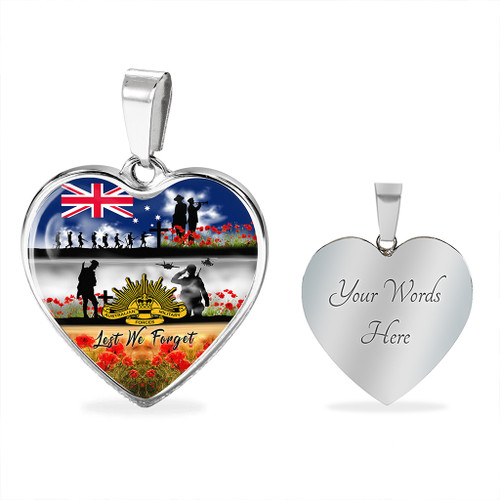 Australia Necklace Heart Lest We Forget Poppies And Soldiers Army Style Australia Necklace Heart Lest We Forget Poppies And Soldiers Army Style