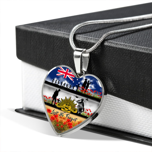 Australia Necklace Heart Lest We Forget Poppies And Soldiers Army Style Australia Necklace Heart Lest We Forget Poppies And Soldiers Army Style