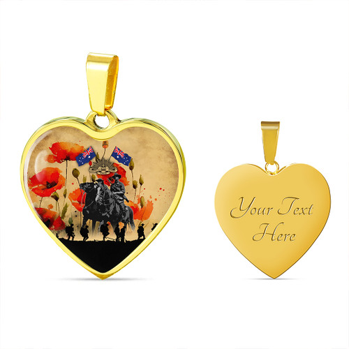 Australia Necklace Heart Lest We Forget Brigade Flag Water Color Poppy Australia Necklace Heart Lest We Forget Brigade Flag Water Color Poppy