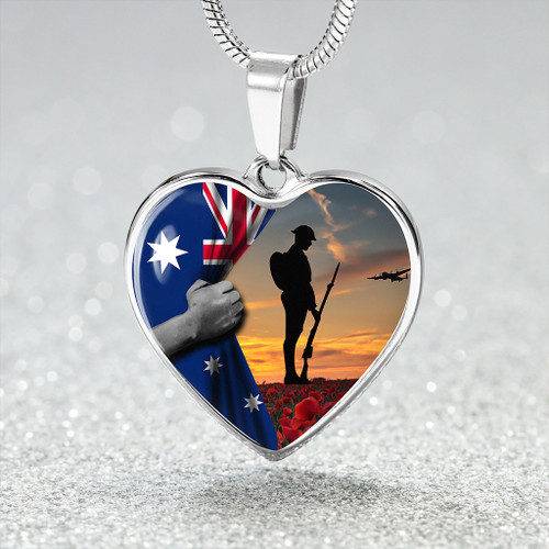 Australia Necklace Heart Lest We Forget Half Flag