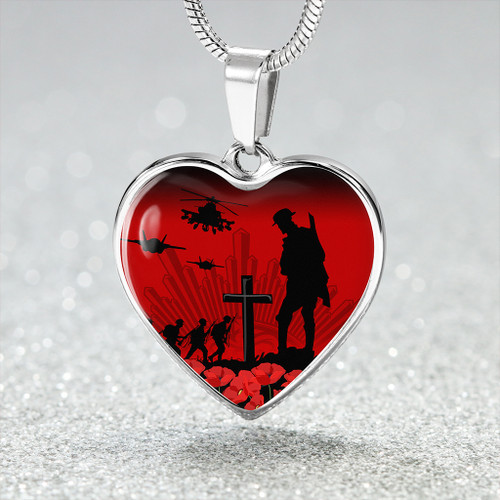 Australia Necklace Heart Lest We Forget Half Flag