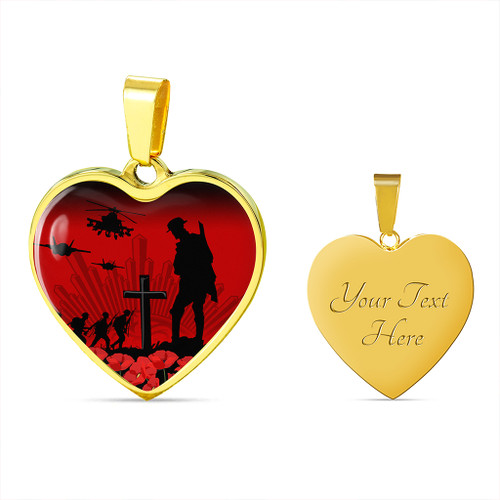 Australia Necklace Heart Lest We Forget Red Poppies Special Style
