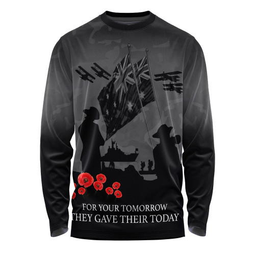 Australia Anzac Long Sleeve T-shirt Anzac Day Poppy Flowers Grey1 Australia Anzac Long Sleeve T-shirt Anzac Day Poppy Flowers Grey1