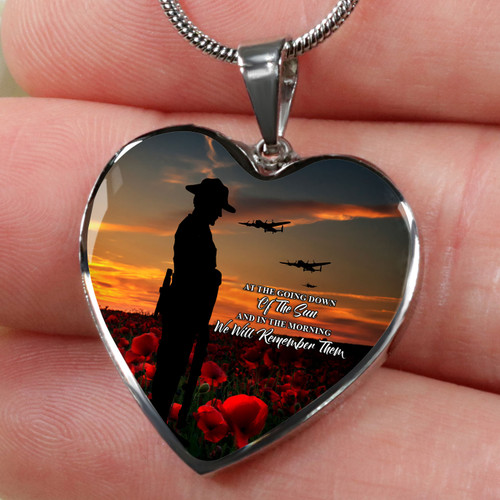Australia Necklace Heart Anzac Day We Will Remember Them Australia Necklace Heart Anzac Day We Will Remember Them