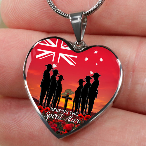 Australia Necklace Heart Anzac Day Australian Red Ensign Australia Necklace Heart Anzac Day Australian Red Ensign