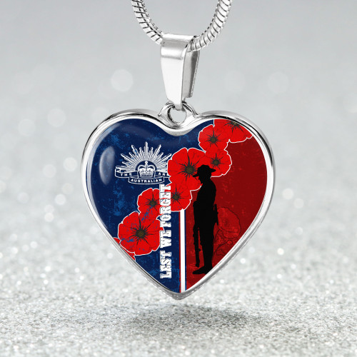 Australia Necklace Heart Anzac Day Lest We Forget Remebrance Day (Blue)
