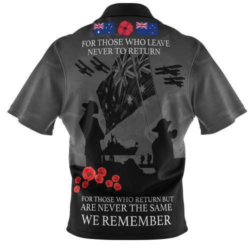 Australia Anzac Zip Polo Shirt Anzac Day Poppy Flowers Grey 2 Australia Anzac Zip Polo Shirt Anzac Day Poppy Flowers Grey 2