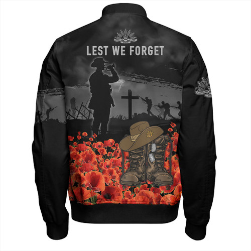 Australia Bomber Jacket Lest We Forget Hat And Boots Design Poppy Flower