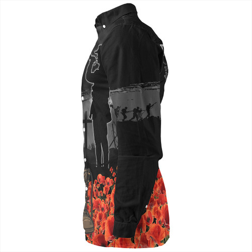 Australia Long Sleeve Shirt Lest We Forget Hat And Boots Design Poppy Flower Australia Long Sleeve Shirt Lest We Forget Hat And Boots Design Poppy Flower