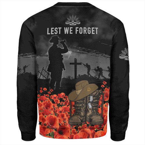 Australia Sweatshirt Lest We Forget Hat And Boots Design Poppy Flower Australia Sweatshirt Lest We Forget Hat And Boots Design Poppy Flower