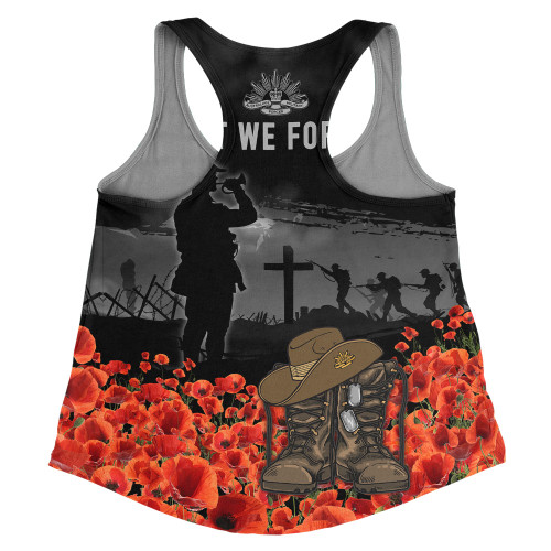 Australia Women Racerback Singlet Lest We Forget Hat And Boots Design Poppy Flower
