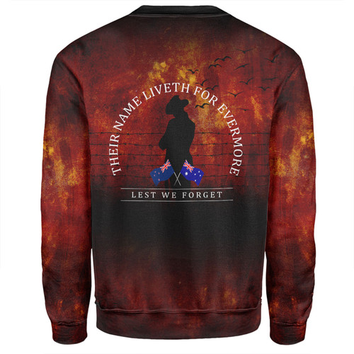 Australia Sweatshirt - Anzac Day Their Name Liveth For Evermore Dark Grunge Style Australia Sweatshirt - Anzac Day Their Name Liveth For Evermore Dark Grunge Style
