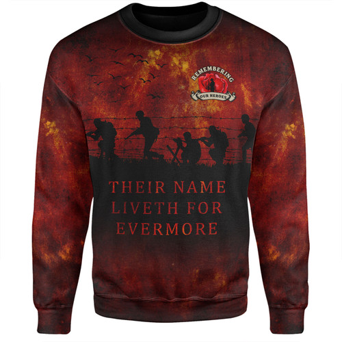 Australia Sweatshirt - Anzac Day Their Name Liveth For Evermore Dark Grunge Style