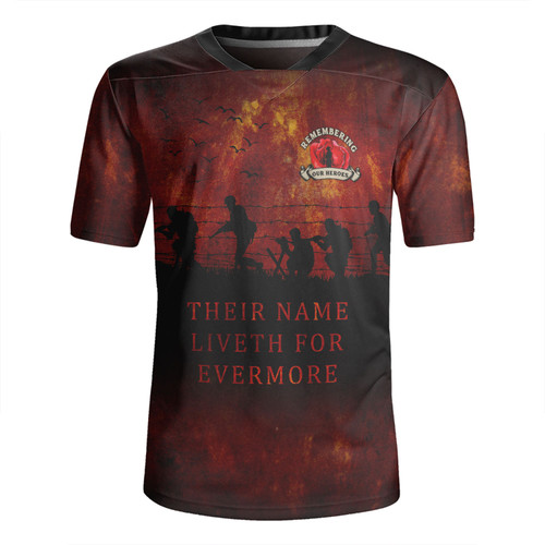 Australia Rugby Jersey - Anzac Day Their Name Liveth For Evermore Dark Grunge Style