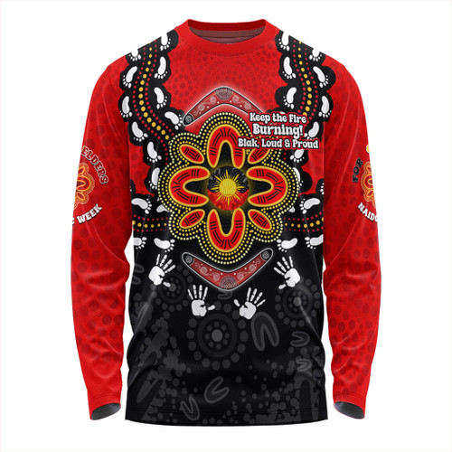 Australia Long Sleeve T-shirt Aboriginal Inspired Naidoc Symbol Pattern