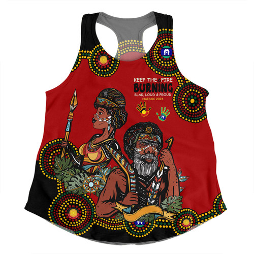 Australia Women Racerback Singlet Indigenous Culture Naidoc Week Keep The Fire Burning! Blak, Loud & Proud