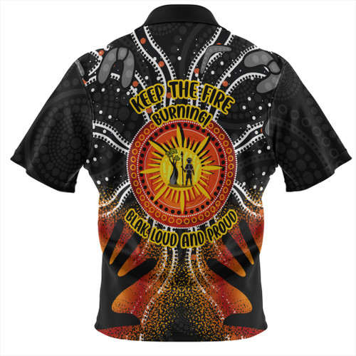 Australia Zip Polo Shirt Naidoc Week Aboriginal Pattern Hand Symbols Australia Zip Polo Shirt Naidoc Week Aboriginal Pattern Hand Symbols