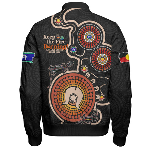 Australia Bomber Jacket Aboriginal Dot Art Inspired Naidoc Week Keep The Fire Burning! Blak, Loud & Proud Australia Bomber Jacket Aboriginal Dot Art Inspired Naidoc Week Keep The Fire Burning! Blak, Loud & Proud
