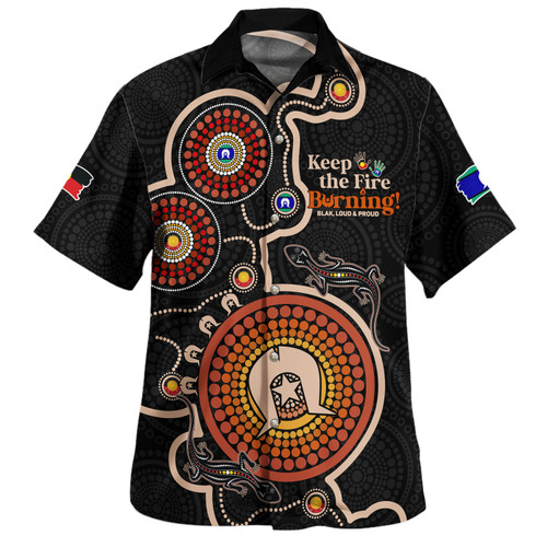 Australia Hawaiian Shirt Aboriginal Dot Art Inspired Naidoc Week Keep The Fire Burning! Blak, Loud & Proud