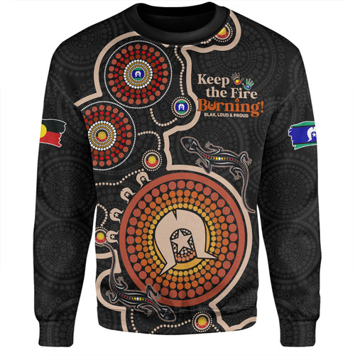 Australia Sweatshirt Aboriginal Dot Art Inspired Naidoc Week Keep The Fire Burning! Blak, Loud & Proud