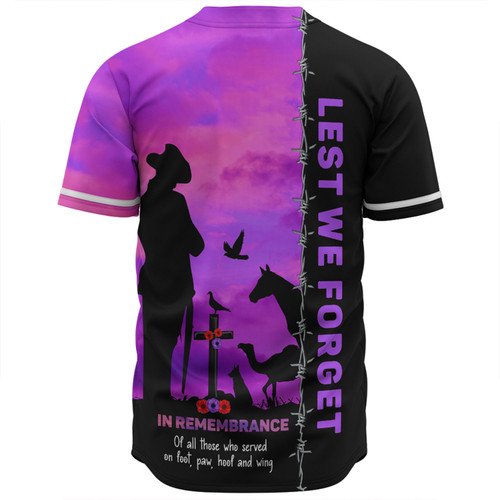 Australia Baseball Shirt Anzac Day Lest We Forget The Animals Of War Australia Baseball Shirt Anzac Day Lest We Forget The Animals Of War