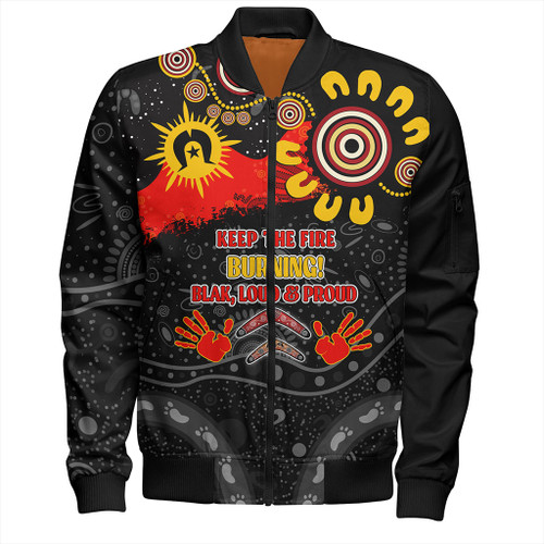 Australia Bomber Jacket Aboriginal Indigenous Naidoc Week Dreamtime Dot Painting With Flag