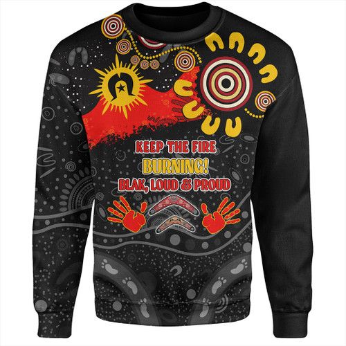 Australia Sweatshirt Aboriginal Indigenous Naidoc Week Dreamtime Dot Painting With Flag