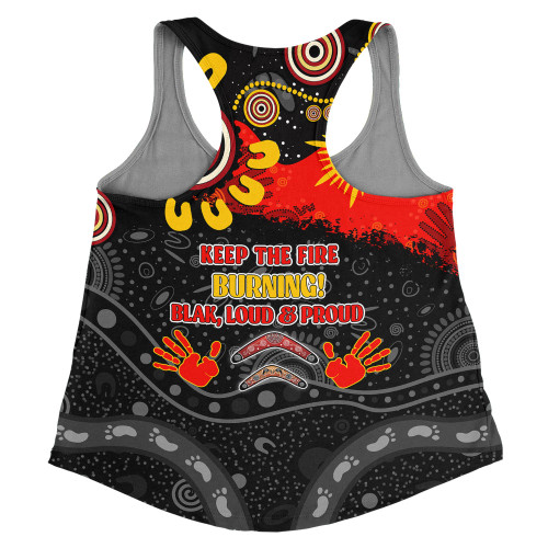 Australia Women Racerback Singlet Aboriginal Indigenous Naidoc Week Dreamtime Dot Painting With Flag Australia Women Racerback Singlet Aboriginal Indigenous Naidoc Week Dreamtime Dot Painting With Flag