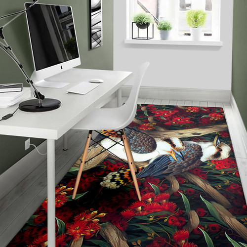 Australia Fine Art Area Rug - Kookaburra Rug Waratah Flowers Fine Art Painting Rug Australia Fine Art Area Rug - Kookaburra Rug Waratah Flowers Fine Art Painting Rug