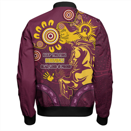 Brisbane Broncos Bomber Jacket Aboriginal Indigenous Naidoc Week Dreamtime Dot Painting With Flag Brisbane Broncos Bomber Jacket Aboriginal Indigenous Naidoc Week Dreamtime Dot Painting With Flag