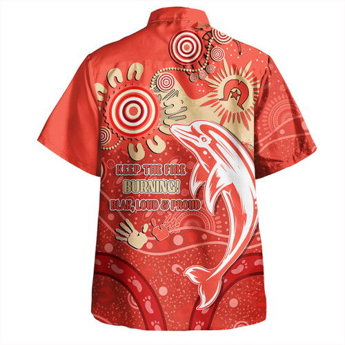 Redcliffe Dolphins Hawaiian Shirt Aboriginal Indigenous Naidoc Week Dreamtime Dot Painting With Flag Redcliffe Dolphins Hawaiian Shirt Aboriginal Indigenous Naidoc Week Dreamtime Dot Painting With Flag