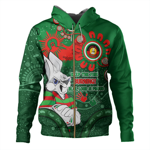 South Sydney Rabbitohs Hoodie Aboriginal Indigenous Naidoc Week Dreamtime Dot Painting With Flag South Sydney Rabbitohs Hoodie Aboriginal Indigenous Naidoc Week Dreamtime Dot Painting With Flag
