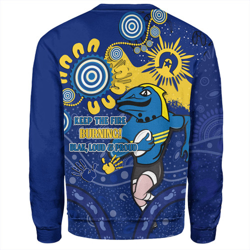 Parramatta Eels Sweatshirt Aboriginal Indigenous Naidoc Week Dreamtime Dot Painting With Flag Parramatta Eels Sweatshirt Aboriginal Indigenous Naidoc Week Dreamtime Dot Painting With Flag