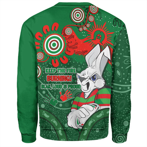 South Sydney Rabbitohs Sweatshirt Aboriginal Indigenous Naidoc Week Dreamtime Dot Painting With Flag South Sydney Rabbitohs Sweatshirt Aboriginal Indigenous Naidoc Week Dreamtime Dot Painting With Flag