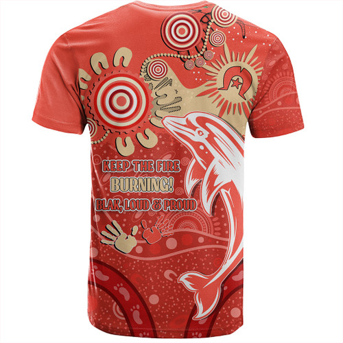 Redcliffe Dolphins T-Shirt Aboriginal Indigenous Naidoc Week Dreamtime Dot Painting With Flag Redcliffe Dolphins T-Shirt Aboriginal Indigenous Naidoc Week Dreamtime Dot Painting With Flag