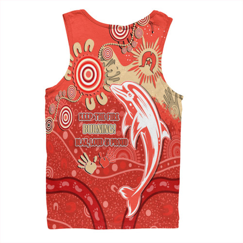 Redcliffe Dolphins Men Singlet Aboriginal Indigenous Naidoc Week Dreamtime Dot Painting With Flag Redcliffe Dolphins Men Singlet Aboriginal Indigenous Naidoc Week Dreamtime Dot Painting With Flag