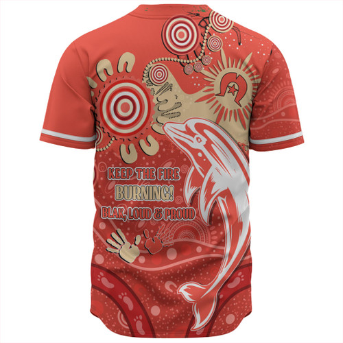 Redcliffe Dolphins Baseball Shirt Aboriginal Indigenous Naidoc Week Dreamtime Dot Painting With Flag Redcliffe Dolphins Baseball Shirt Aboriginal Indigenous Naidoc Week Dreamtime Dot Painting With Flag