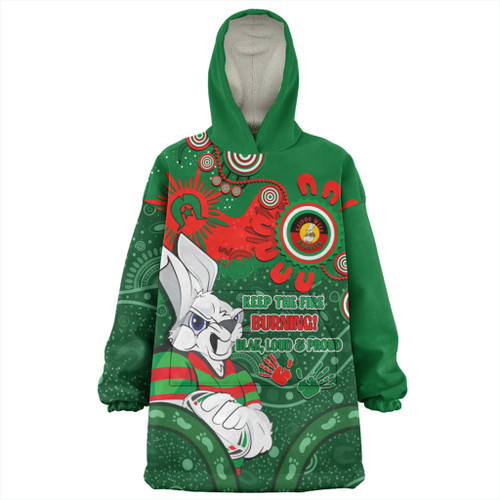 South Sydney Rabbitohs Snug Hoodie Aboriginal Indigenous Naidoc Week Dreamtime Dot Painting With Flag