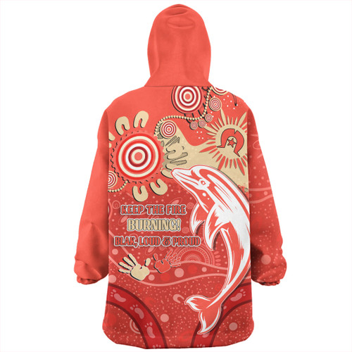 Redcliffe Dolphins Snug Hoodie Aboriginal Indigenous Naidoc Week Dreamtime Dot Painting With Flag Redcliffe Dolphins Snug Hoodie Aboriginal Indigenous Naidoc Week Dreamtime Dot Painting With Flag