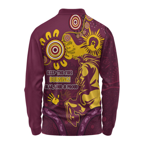 Brisbane Broncos Long Sleeve Polo Shirt Aboriginal Indigenous Naidoc Week Dreamtime Dot Painting With Flag Brisbane Broncos Long Sleeve Polo Shirt Aboriginal Indigenous Naidoc Week Dreamtime Dot Painting With Flag