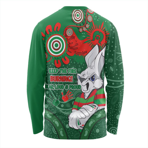 South Sydney Rabbitohs Long Sleeve T-shirt Aboriginal Indigenous Naidoc Week Dreamtime Dot Painting With Flag South Sydney Rabbitohs Long Sleeve T-shirt Aboriginal Indigenous Naidoc Week Dreamtime Dot Painting With Flag