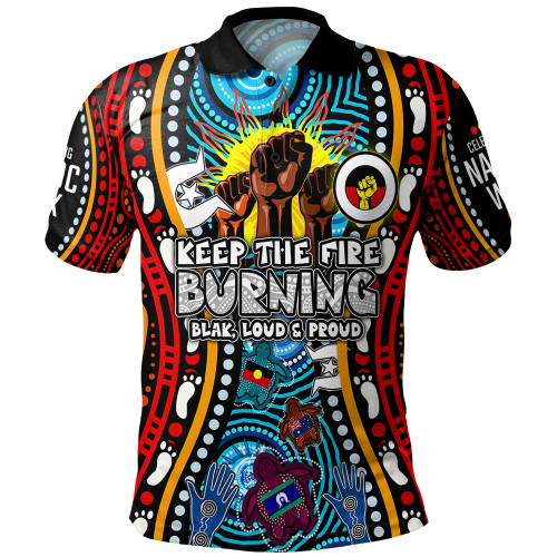 Australia Polo Shirt Custom Naidoc Week Indigenous Culture Keep the Fire Burning! Blak, Loud & Proud1