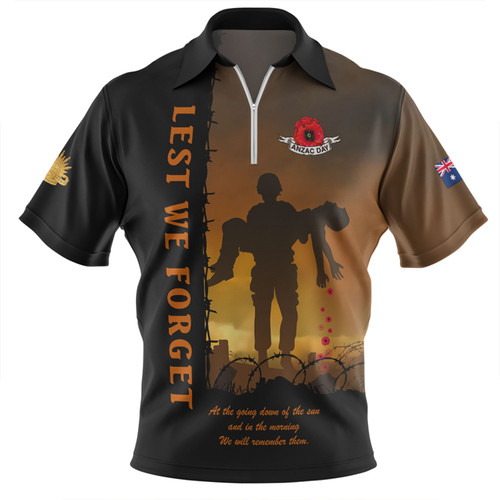 Australia Zip Polo Shirt Anzac Day Remember Them Today, Everyday And Always