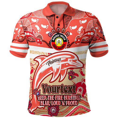 Redcliffe Dolphins Polo Shirt Custom Naidoc Keep the Fire Burning! Blak, Loud & Proud Home Jersey Redcliffe Dolphins Polo Shirt Custom Naidoc Keep the Fire Burning! Blak, Loud & Proud Home Jersey