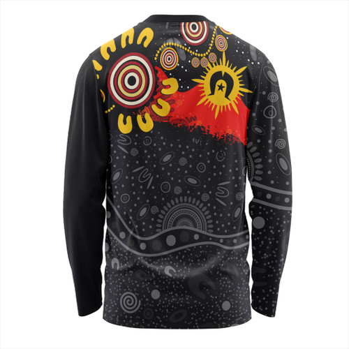 Australia Long Sleeve T-shirt Aboriginal Indigenous Dot Painting With Flag Australia Long Sleeve T-shirt Aboriginal Indigenous Dot Painting With Flag