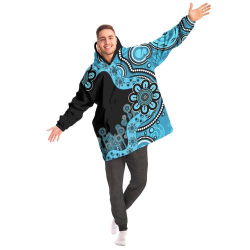 Australia Snug Hoodie Aboriginal Indigenous Dot Painting Blue Australia Snug Hoodie Aboriginal Indigenous Dot Painting Blue