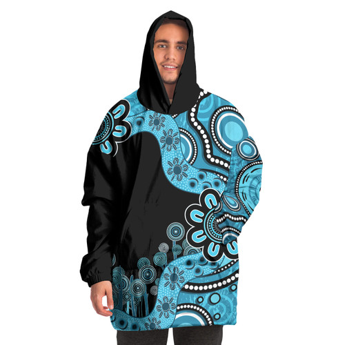 Australia Snug Hoodie Aboriginal Indigenous Dot Painting Blue Australia Snug Hoodie Aboriginal Indigenous Dot Painting Blue