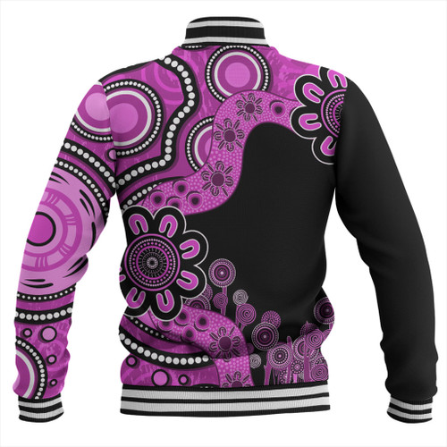 Australia Baseball Jacket Aboriginal Indigenous Dot Painting Pink