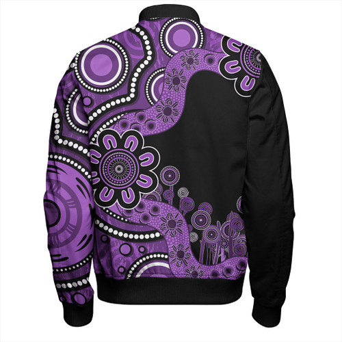 Australia Bomber Jacket Aboriginal Indigenous Dot Painting Purple Australia Bomber Jacket Aboriginal Indigenous Dot Painting Purple